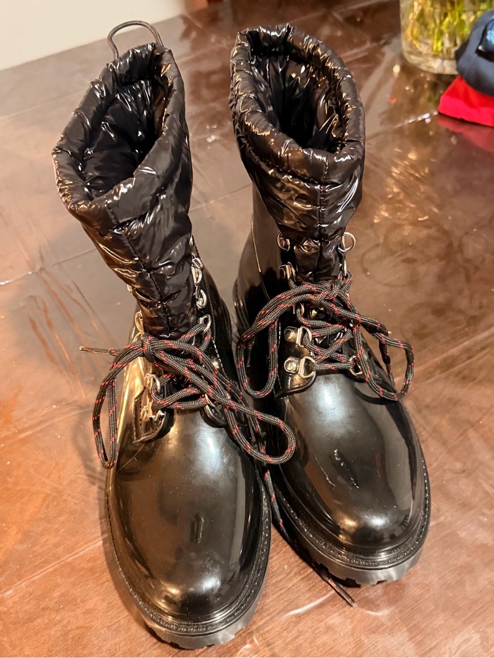 Nine West Black Quilted Lace-Up Winter Boots